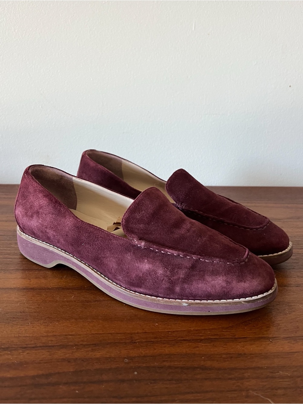 Cole Haan Burgundy Suede Penny Loafers Slip On Flats Womens Size 9B